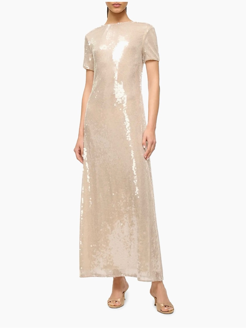 STAUD Safi Sequined Short-Sleeve Maxi Dress NWT $695 size Small